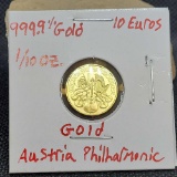 Gold Coin 2022 Australia Philharmonic $10 Euro .9999 Gold 1/10 Oz Brilliant Uncirculated Bu
