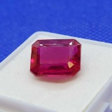 Red Ruby emerald cut gemstone 7.78ct