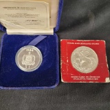Sterling silver coins Bahamas Two Dollar and 1984 Piefort Proof