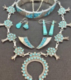 BEAUTIFUL set of SILVER and TURQUOISE Jewelry 142.0 grams