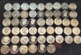 51 Kennedy Half Dollars 1964-1987 fine to Uncirculated and proof like coins