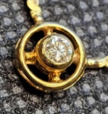 Bezel set solitaire DIAMOND pendant NECKLACE 14kt GOLD 585