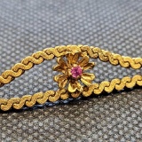 Pink SAPPHIRE 14 kt GOLD flower bracelet