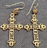 Vintage intricate cross design earrings