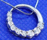 Circle 9 DIAMOND Pendant with 14kt White Gold Necklace