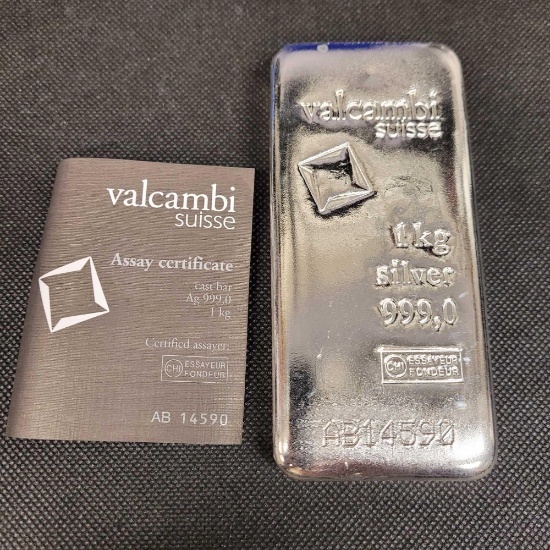 1kg Valcambi Suisse Silver Bar