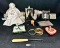 Mixed Goods. Fancy Doll, Pouches, Lincoln Magnifying Glass , Flask more