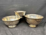 Silver Plated Bowls. Garham, Oneida Silversmith, W.S. Blackington