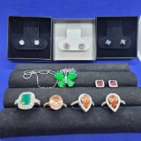 Deco Jewelry lot 4 sets of earrings and rings with necklace