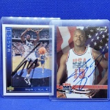 (2) Shaquille O'Neal Signed Basketball Cards with COA