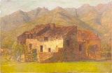 Art Canvas Home with Mountain Range James Renwick Brevoort