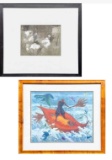 Framed Art Man on Boat in the Seas and Framed Abstract Art