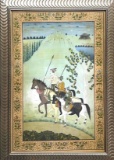 Framed Art Indian Mughal School 19th Century Scene Painting on Silk