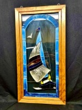 Fine Stained Glass Framed Art of Sailboat.