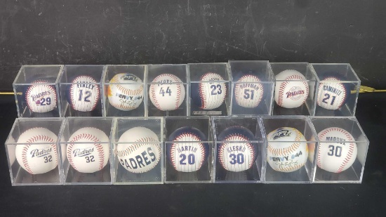 15 San Diego Padres players numbered balls