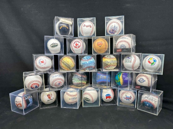 26 Collectible Baseballs. Braves, Angels, Yankees, McGwire, Nevin more