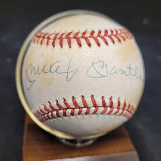Signed baseball saying Mickey Mantle