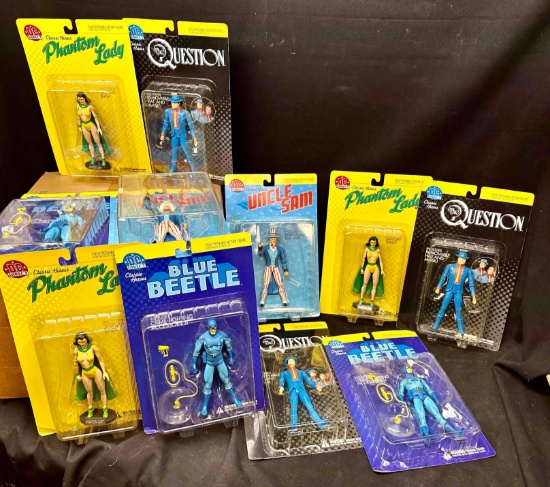 Case of 12 DC Direct Action Figures 3 Full Sets of 4 Blue Beetle, Uncle Sam, Question, Phantom Lady