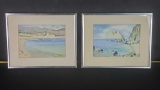 2 Framed artwork pieces both untitled unknown artist