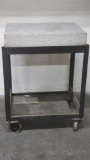 Large grey granite tabletop/slab on metal cart W/wheels