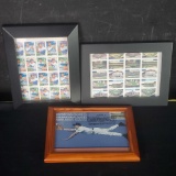 3 framed baseball player/stadium stamps