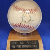 Singed baseball saying Nolan Ryan