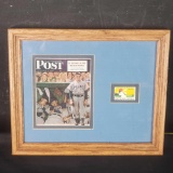 Framed Sep. 4 1948 The Saturday Evening Post baseball photo W/stamp