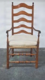 vintage 5 slat wood W/wicker seat chair