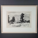 Framed artwork titled San Gabriel Water Plant 1962