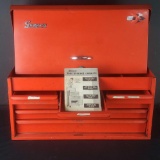 Vintage Snap-on toolbox W/locking key and original handbook.