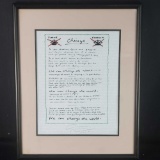 Framed scripture titled Chicago W/signature dated May 09