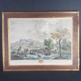 Framed artwork titled L Accident Du Chasseur by J. Moyreau