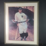 Framed 1989 Poster Lou Gehrig W/signature