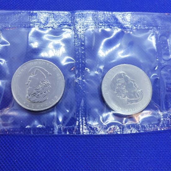 (2) 2005 Canada 1oz palladium Round coins