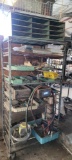 Industrial Heavy Duty Rolling Shelf Cart w/ Contents, Hydraulic Hose, Materials