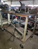 Industrial Heavy Duty Rolling Cart w/ Bench Grinder and Vise