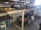 Industrial Shelving w/ Contents, Hydraulic Parts, Tools, 6cyl Engine, Materials