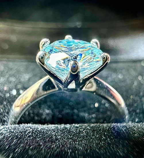 Fancy Moissanite Ring 925 Size 8 GRA COA