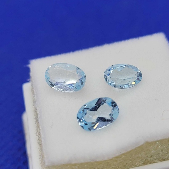 (3) Oval Cut sea blue Topaz gemstone 1.55 ct