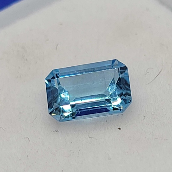 Emerald Cut Blue Topaz gemstone .90 ct