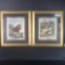 2 Framed safari animal art prints W/signature