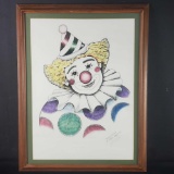 Framed artwork titled Happy Clown signed Shane Slayer 1983