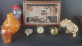 Bin of decor gumball machine blown/carnival 2 vases shadowbox bookends etc