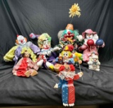 Large Lot of Clown Collectibles. Dolls, Home Decor