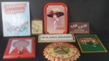 Lot of mostly vintage signs Lemon Soda clock Coca Cola tin tray Hersheys tin tray framed gumball