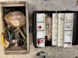 Tackle box with tackle, Misc Electronics, old phone, telegram more
