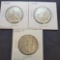 (3) 1945 walking liberty silver half dollar coins