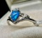925 Crosn Ring with Blue Zircon Opal sz6.5