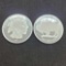 (2) 1 Troy Oz .999 fine silver Buffalo round coins