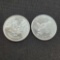 (2) 1 Troy Oz .999 fine silver round coins